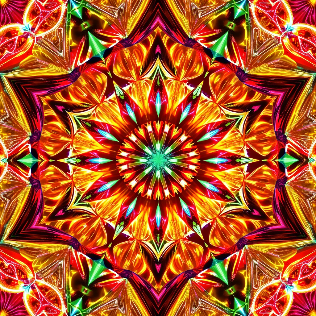 Imagine a complex geometric pattern, pulsating with vibrant light and energy. The pattern should be constantly evolving and shifting, representing the dynamic nature of rhythm. The style should be abstract and modern.